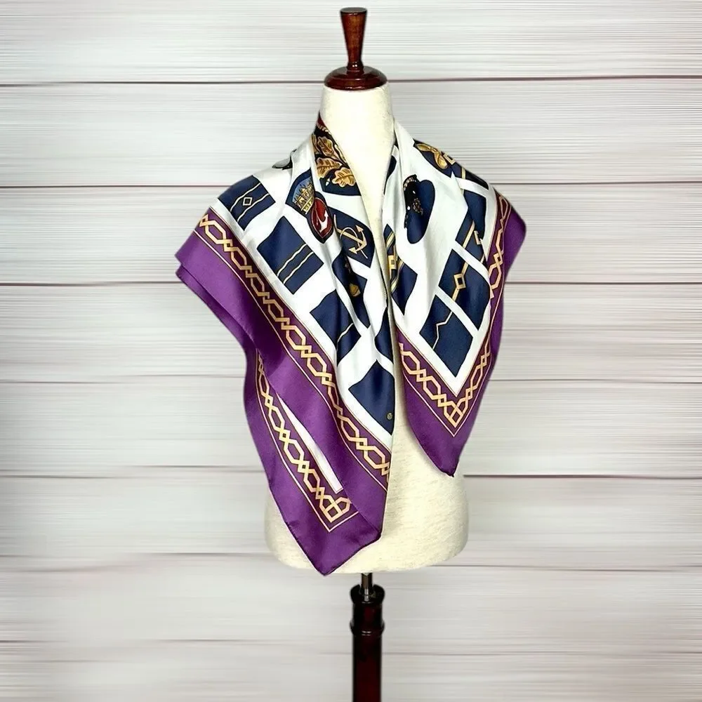 Calvin Klein Nautical Silk Scarf Vintage made in Japan 34x34 inches